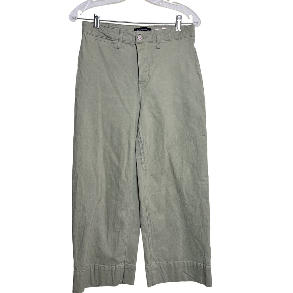 BCBGeneration High Rise Wide Leg Crop Pants Sage Green Olive‎ Size 9/29